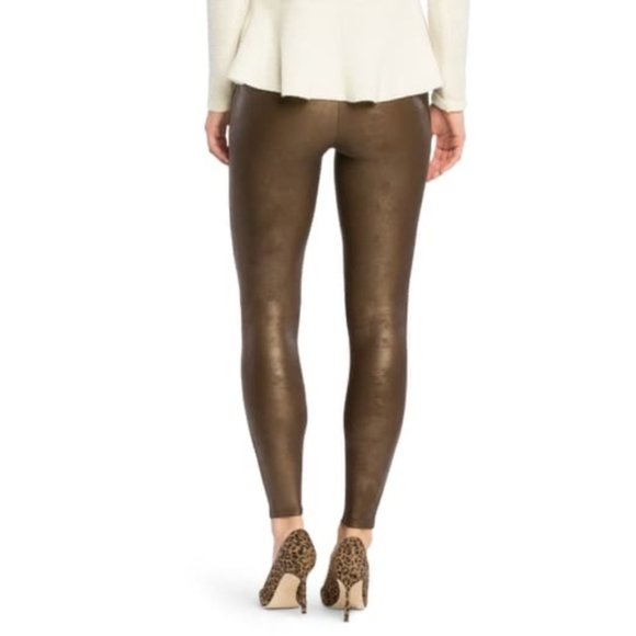 Spanx Faux Leather Leggings in Color Bronze - Picture 3 of 6